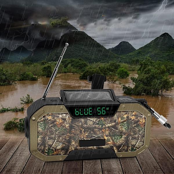 Vevradio med solpanel, 5000mAh Digitalradio med LCD-skärm, IPX5 Vattentät Solhandvevradio