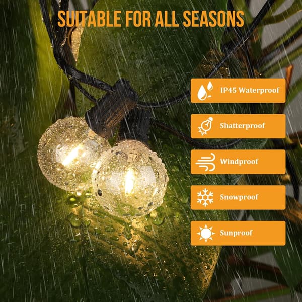 Dimmable String Lights for Outdoor Use, 15M Outdoor String Lights with Remote Control, 25+1 Shatterproof Bulbs, IP45 Waterproof, 2700K [Energy Class E]