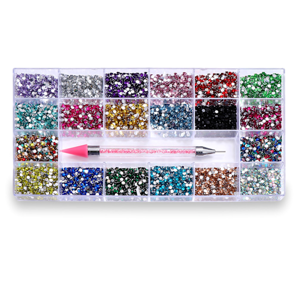 Nagelkonst Strass Kit med lim Strass Flatback AB Kristall Nagelkonst Set Strass Nagelstenar iriserande 7 0.34