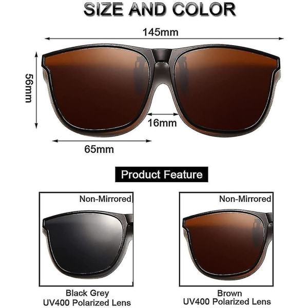 Polarized Clip On Solbriller - Solbriller Clip On Glasses For Men Women, Large