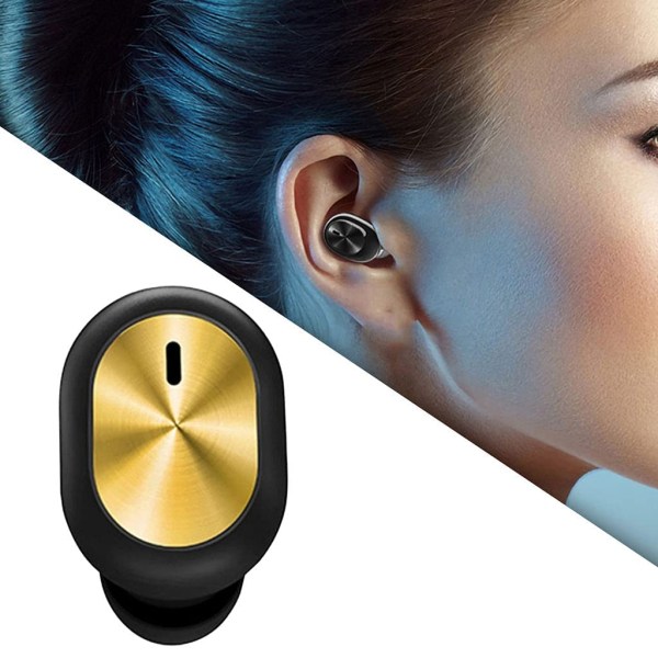 Bluetooth-hovedtelefon Stereo Mini håndfri sportshovedtelefon (sort guld)