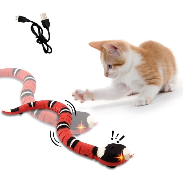 Katte interaktivt legetøj Knirkende legetøj til hunde Katte kæledyrslegetøj Slange Elektrisk Infrarød Induktion Snake Gag Legetøj