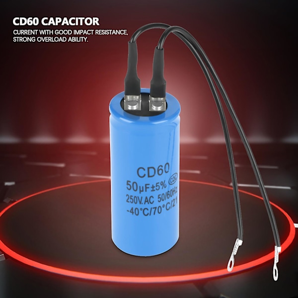 50uF 250V AC CD60 startkondensator med ledning til motor og luftkompressor
