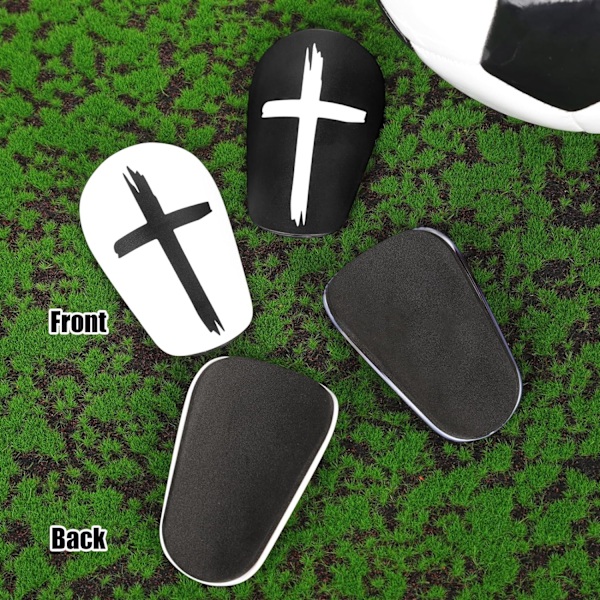2 Par Mini Fotbollsbenskydd, 8x5 cm Svarta & Vita Kors Benskydd Extra Mini Benskydd Skyddsutrustning Benskydd för Tonåringar Ad