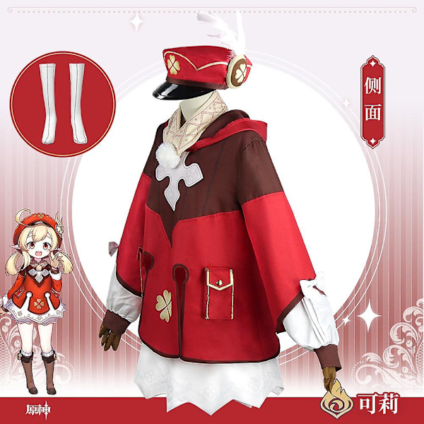 Trends Cos Genshin Impact Klee Cosplay Kostym Klee Kläder Klänning Hatt Peruk Halloween Karneval Serietidning För Barn Dam Serietidning Cn Z XXL