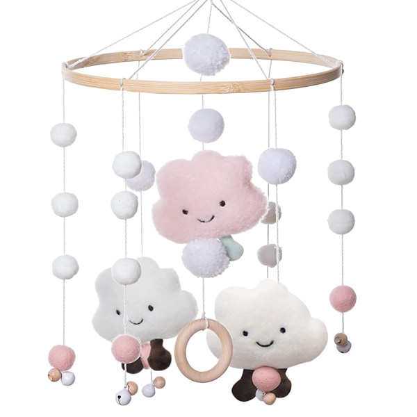 Baby tuulikellot, liikkuva baby , baby puu huopapalloilla 3D pilvet, baby sängyn kellariipus pinnasänkyjen pojille ja tytöille, pinkki