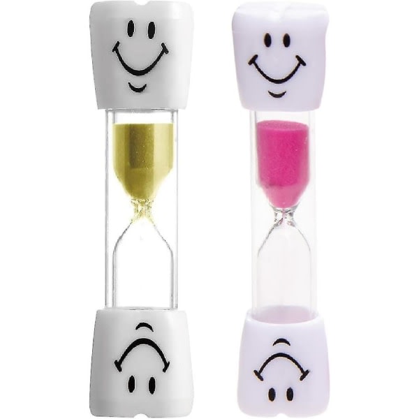 Pakke med 2 Timeglass Timer Smiley Tannbørsting Timer Sand Timer 3 Minutters Timeglass For Barn Tannbørsting Countdown Game Coo