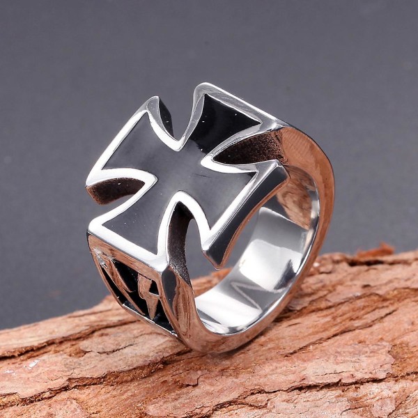 Menns Ring Titanium Steel Epoxy Cross Ring Menns Personlig Ring