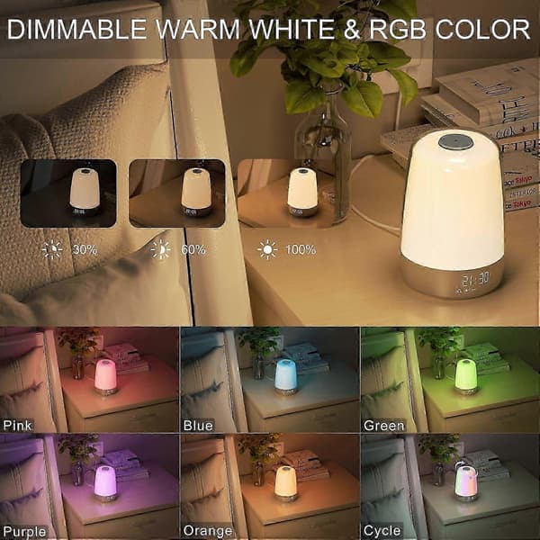 Sunrise Alarm Clock, Wake-Up Light Alarm Clock, 3-Way Dimmable Modern Small Digital Bedside Lamp For Deep Sleepers