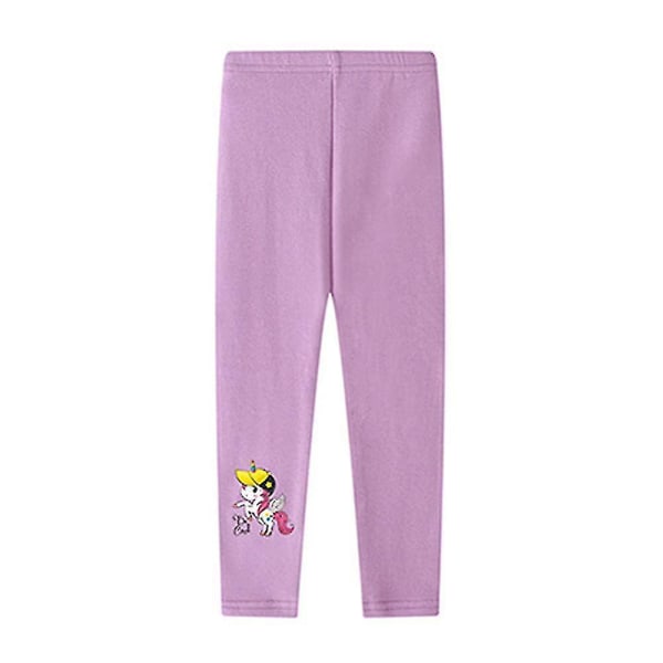 2-12 år Jenter Unicorn Printed Skinny Leggings Bukser Purple