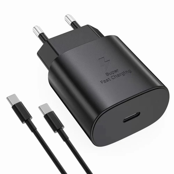 USB-C Laddningskontakt Snabb och Säker Telefonladdningsadapter för GalaxyS23, S22, S21, S20, S10, Note 20, A53, A52, A33 A7 Black - EU