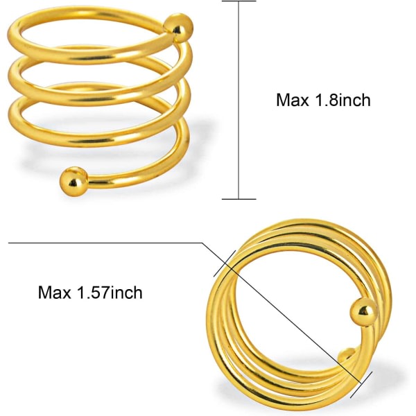 Gull serviettringer Sett med 6, spiralrund serviettholder