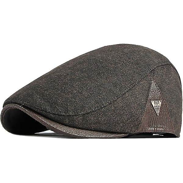 Platt Keps Herrar Beret Keps Höst Vinter Toppad Keps Cabbie Hunter Hatt (Kaffee)