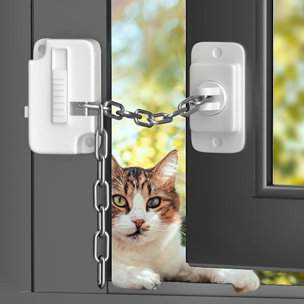 Fönsterlås, fönsterbegränsare barnsäkerhetslås för katt, självhäftande säkerhetslås utan borrning för metall 3PCS