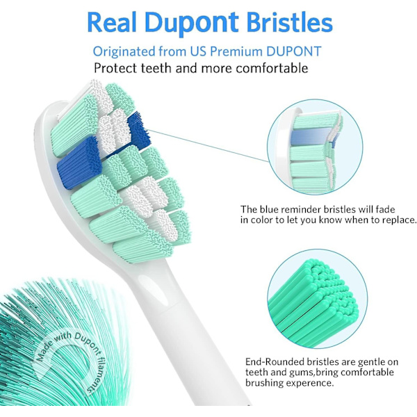 Vaihdettavat hammasharjapäät Philips Sonicare -sähköhammasharjoihin, yhteensopivat Sonic Care Snap On -hammasharjojen kanssa, 10 kpl