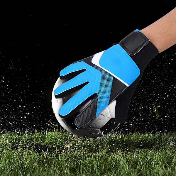 Børne Fodboldmålmandshandsker Anti-Slip Latex Fodbold Finger Handsker (Blå M)