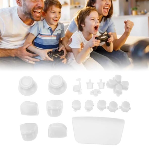 16 stk spillkontrollknapper for PS5-kontroller, erstatningsknapper for tommel og avtrekkere for PS5-kontroll White