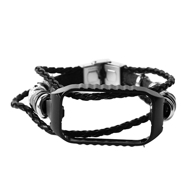 Retro Style Udskiftningsarmbånd Stilfuldt Læderarmbånd Udskiftningsarmbånd til Redmi 2 og Xiaomi Band 8 Active Sort [C]