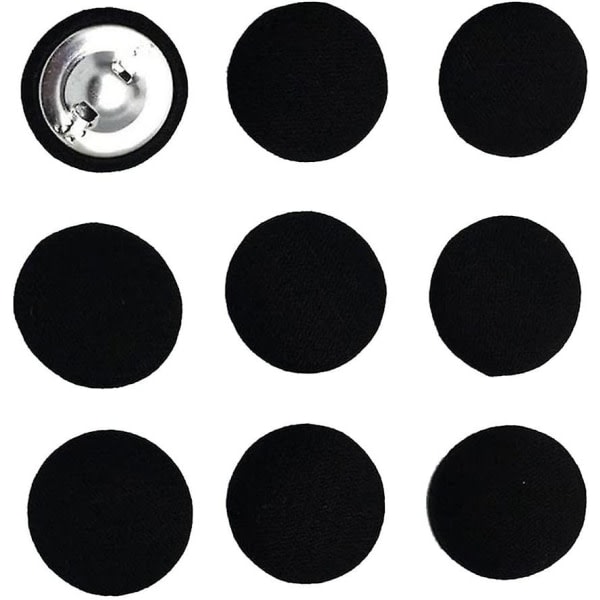 10 round fabric covered buttons Decorative shank button 20 mm sewing decor, black