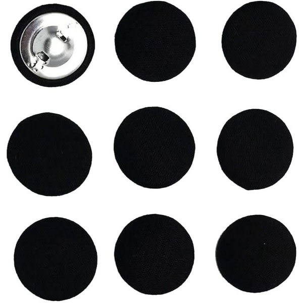 10 runde stofbeklædte knapper Dekorativ skaftknap 20 mm sydekor, sort