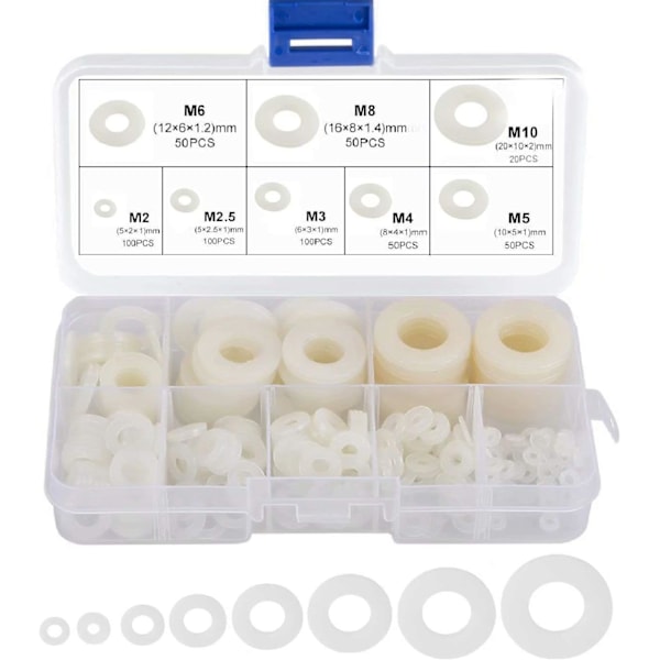 520 st Nylonbrickor Plastpackningar M2 M2.5 M3 M4 M5 M6 M8 M10