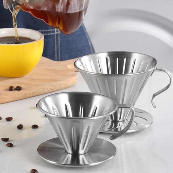 Kaffefilter i rustfritt stål V-formet kaffetrakt Håndbrygget kaffefilter Hell Over kaffebryggekopp L L