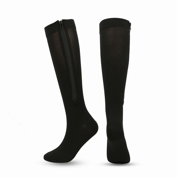 2 pairs of compression socks with zipper for men and women black