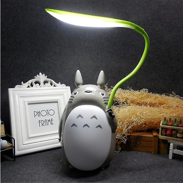 Bästa Shiyi tecknade Totoro USB laddningsbordslampa, Creative Night Light med dubbla användningsområden (chinchilla White Belly)
