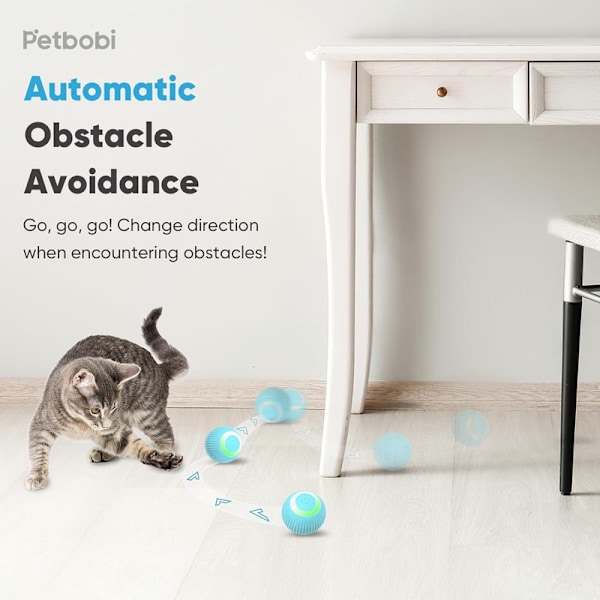 Interaktiv kattboll, automatisk 360° självroterande rullande boll_xx Blue