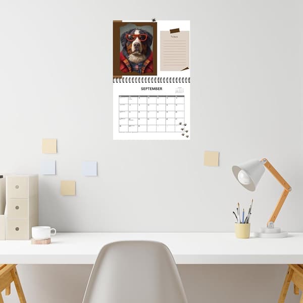 2025 Hundevalp Kalender 21x28 Cm Med 12 Unike Design Og Notatseksjon