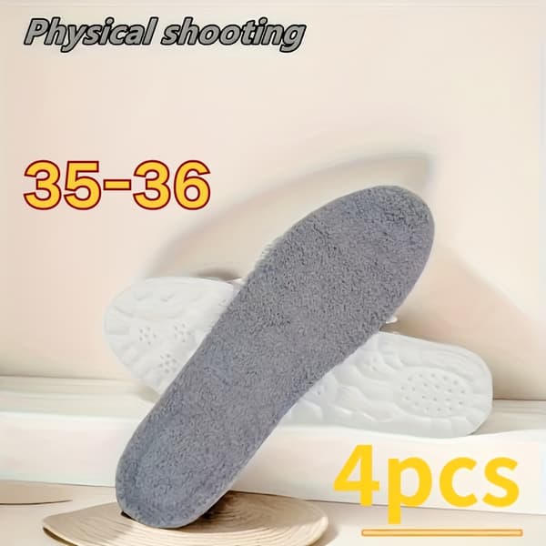 Vinterinnersulor 4-pack - med Mjukt Plyschfoder för Herr och Dam | För Stövlar, Kängor och Vinterskor Gray 4pcs-35-36/3.5-4