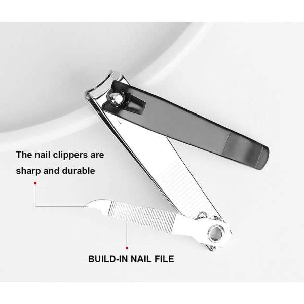 Large set of 2 premium stainless steel finger and toe nail clippers Curved blade with sharp and robust blade