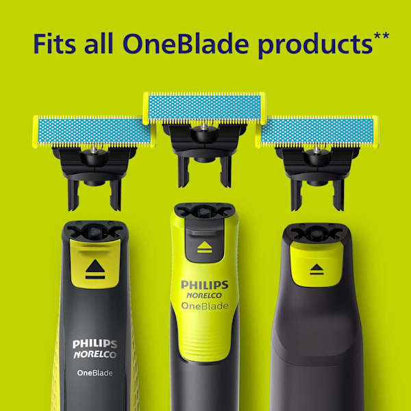 3 Pakkia Partakoneen Terälehtiä Philips OneBlade -yhteensopivia, One Blade Pro -terien kanssa yhteensopivia miesten partakoneille (Mallit QP25XX QP26XX QP65XX) Normal Blade Blue