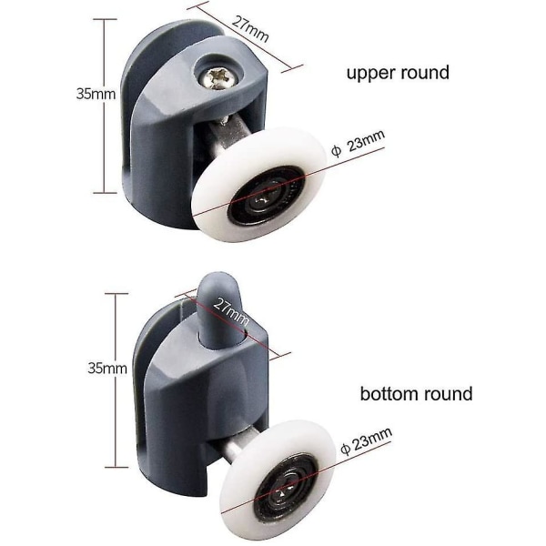 Duschdörrrullar 8 stycken Duschdörrrullar Skjutdörrrullar Duschdörrrullar Duschdörrrullar För Badrum Duschdörr 23mm--