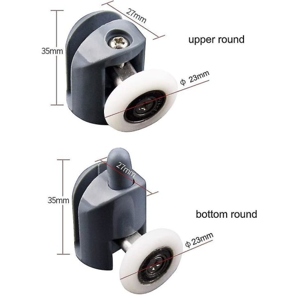 Dusjdørruller 8 stykker Dusjdørruller Skyvedør til dusjkabinett Rulledusjruller til baderom Dusjdør 23mm--
