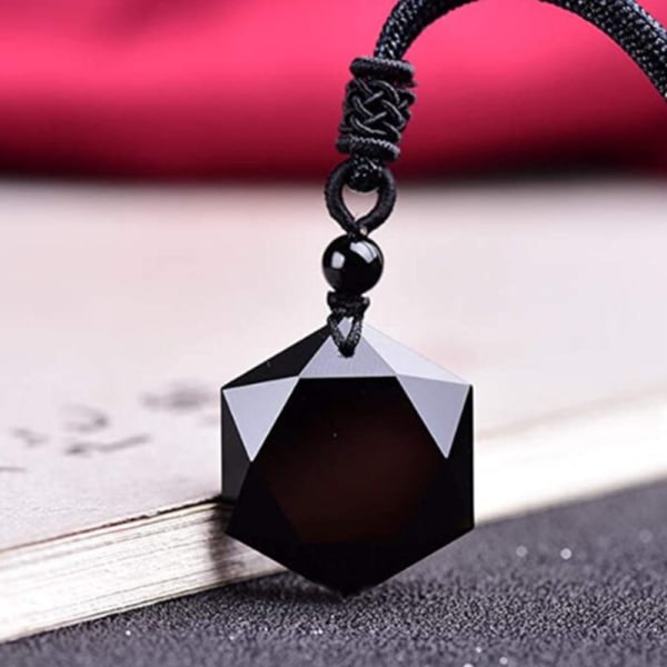 Sort Obsidian Seks Stjerner Lucky Amulet Kærlighed Natursten Vedhæng Halskæde Til Kvinder Mænd Elsker Krystal Pendulum smykker