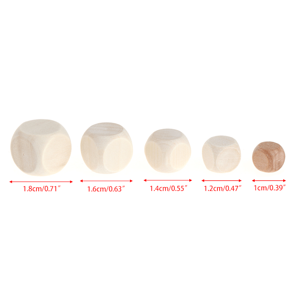 10 kpl/pakkaus puisia noppia 6-sivuisia noppia (10 mm 12 mm 14 mm 16 mm 18 mm) 0.05 18mm