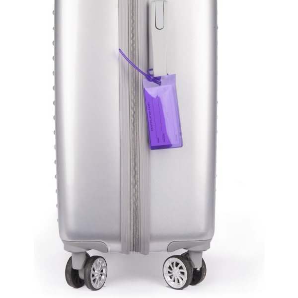 7-pack bagagelappar för resväskor, flexibla silikonrese-ID- set för resväskor och bagage - lila