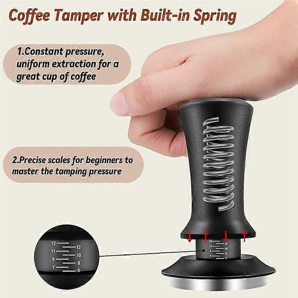 Coffee Espresso Tamper 51mm with WDT Tool Calibrated Spring Loaded, with Silicone Mat, Compatible with Espre As shown