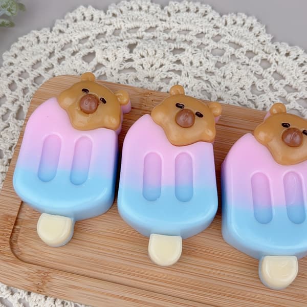 Små bjørne-ispinner matleker kle seg ut snack-tema bursdagsgaver myk sensorisk One pink-blue bear popsicle