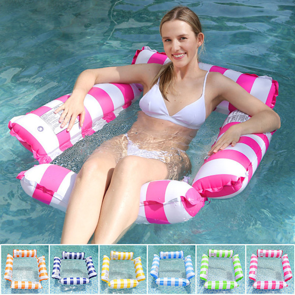 2-pack uppblåsbar vattenhängmatta, vattenleksaker, pooltillbehör, simmadrass, pool med nät, uppblåsbar vattenhängmatta för pool, simmadrass rose red