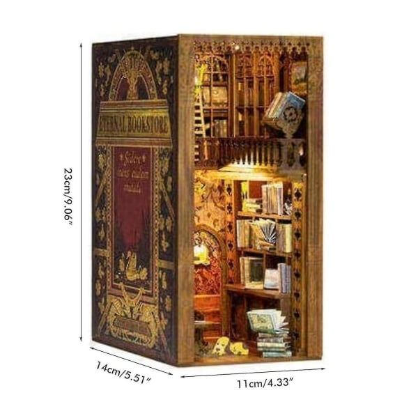 DIY Bog Nook Kit 3D Træbogmodel Puslespil Byggesæt Bogreolindsats Dekoration Hjem Bord Ornament
