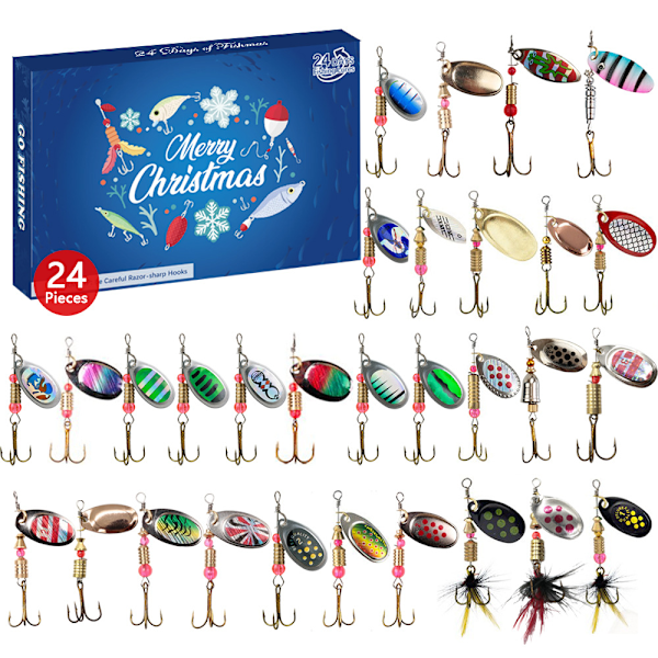 2024 Fishing Lure Advent Calendar, Fishing Equipment Advent Calendar - Fishing Lure Advent Calendar | Fishing Christmas Countdown Fishing Lure Set