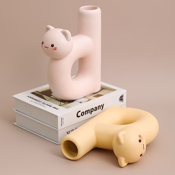 (Rørformet katteblomstervase B-pink) 1 stk. kat sød brev vase ornamenter rørformet kattevase