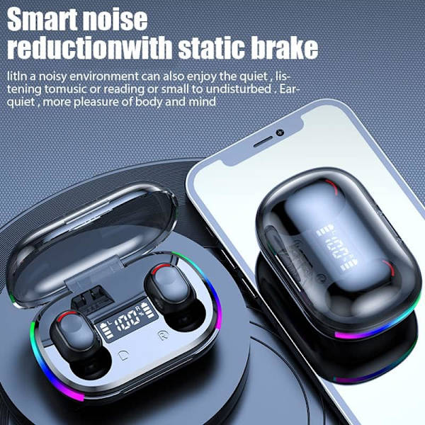 Trådlösa Hörlurar, HiFi Digital LED Display Stereo Gaming Hörlurar Bluetooth-hörlurar