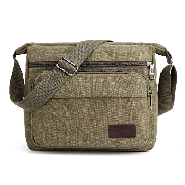 Vandtæt Messenger Skuldertaske Medium, Multi Lommer Lærred Crossbody Taske til Mænd til Kvinder, Casual Herre Taske (M)