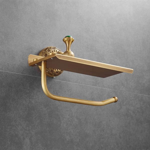 Toalettpapirholder i solid messing, veggmontert toalettpapirrullholder