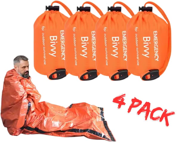 4 st Vattentät Termisk Nödsovsäck för Utomhusbruk, Camping, Överlevnad, Bivvy Sack, Orange Orange orange