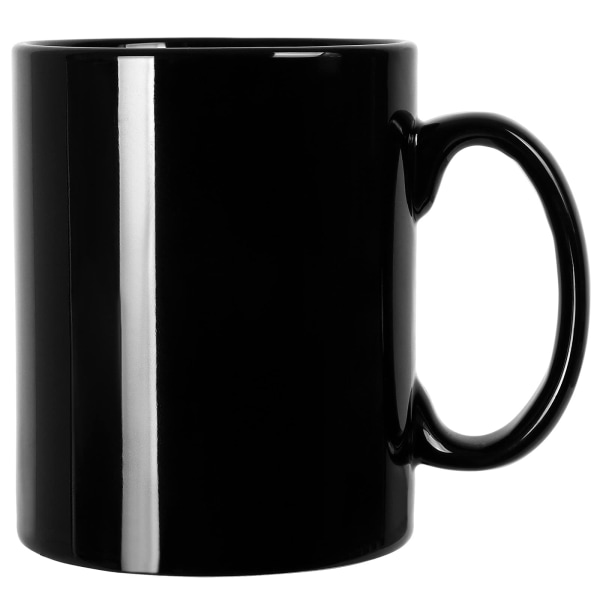 Ekstra stor keramisk kaffekrus, Classic Porcelain Boss Super Big Tea Cup med håndtak for kontor og hjem, svart