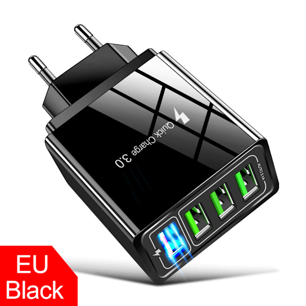 QC 3.0 Hurtiglader med LED USB Hub Veggladeradapter Kompatibel for Samsung for iPhone